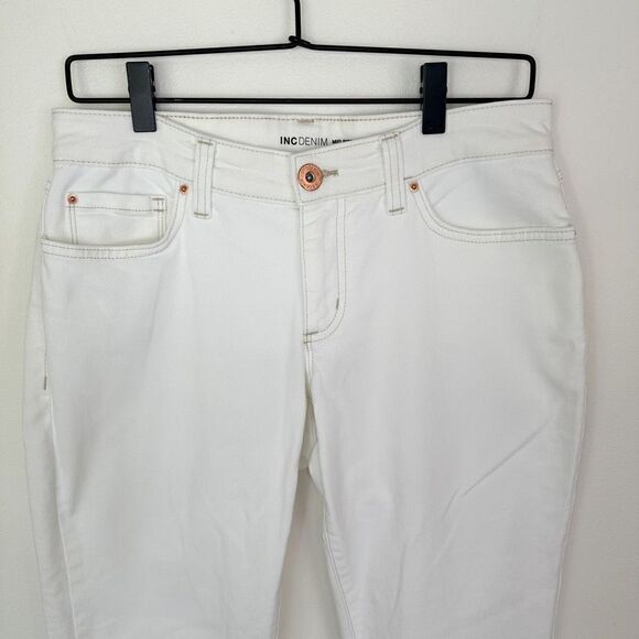 INC International Concepts Denim Women’s White Mid Rise Straight Leg Jean - Picture 3 of 10